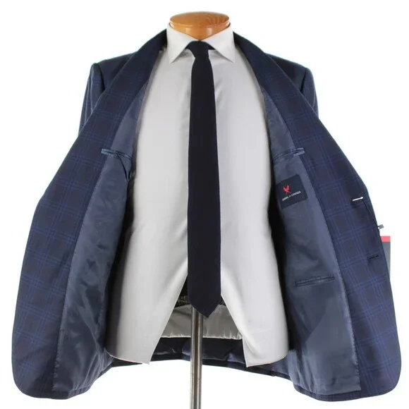 Cardinal of Canada NWT Wool Sport Coat Size 44R US In Blues Plaid